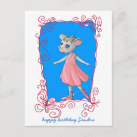 Pink Ballet Mouse Postcard