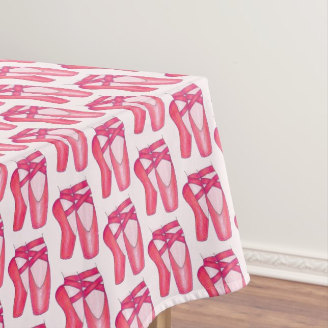 Pink Ballet Pointe Shoes Dance Recital Ballerina Tablecloth (In Situ)