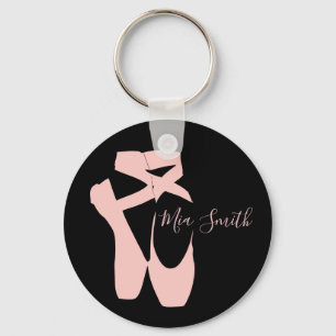 Pink ballet pointe shoes key ring
