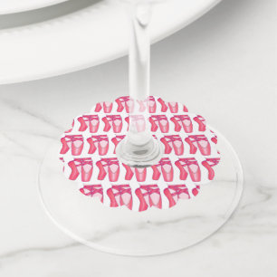 Pink Ballet Pointe Shoes Recital Dance Ballerina Wine Glass Tag