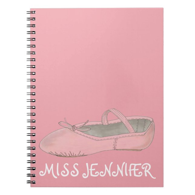 Pink Ballet Shoe Dance Teacher Gift Notebook (Front)