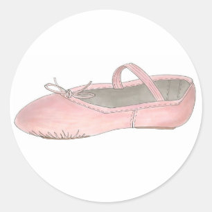Pink Ballet Shoe Slipper Ballerina Dance Class Classic Round Sticker