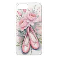 Pink ballet shoes and flowers
