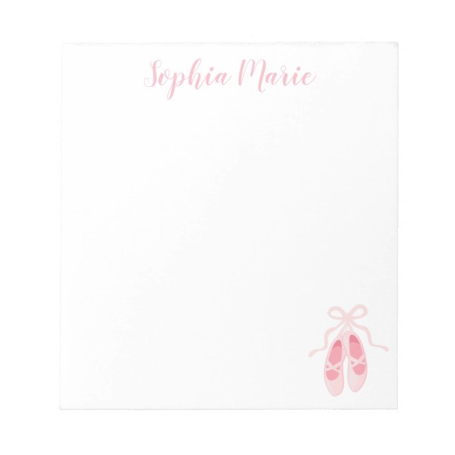 Pink Ballet Shoes Ballerina Girls Stationery Notepad (Front)