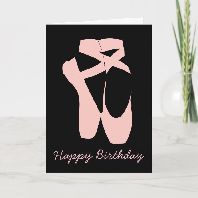 Pink ballet shoes ballet dancer card (Front)