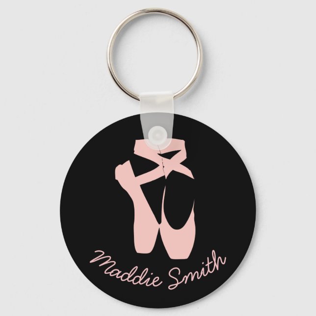 Pink ballet shoes ballet dancer key ring (Front)