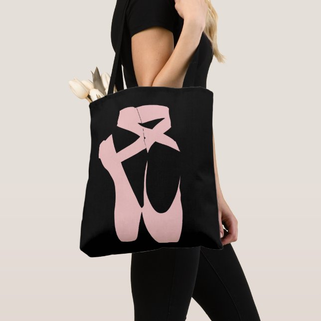 Pink ballet shoes ballet dancer tote bag (Close Up)