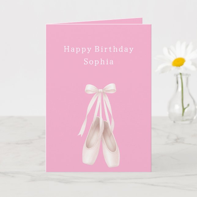 Pink Ballet Shoes Birthday Card (Small Plant)