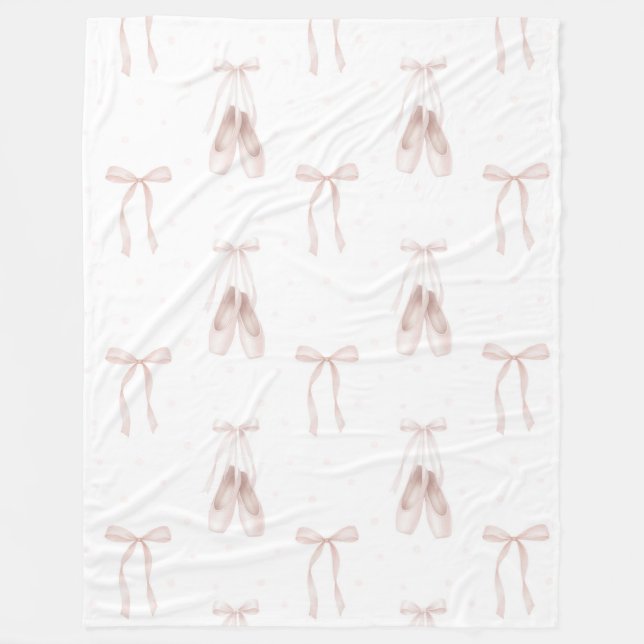 Pink Ballet Shoes Birthday Fleece Blanket (Front)