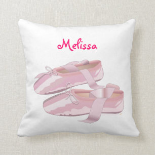 Pink Ballet Shoes Custom Name Personalised Pillow