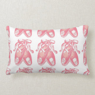 Pink Ballet Shoes Pattern Lumbar Pillow