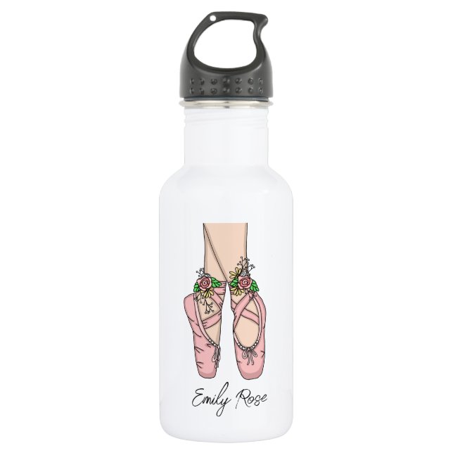 Pink Ballet Shoes Personalised 532 Ml Water Bottle (Front)