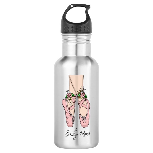 Pink Ballet Shoes Personalised 532 Ml Water Bottle (Front)