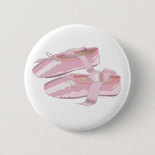 Pink Ballet Shoes Slippers 6 Cm Round Badge