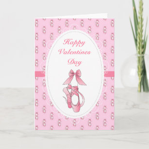Pink Ballet Shoes Valentines Holiday Card