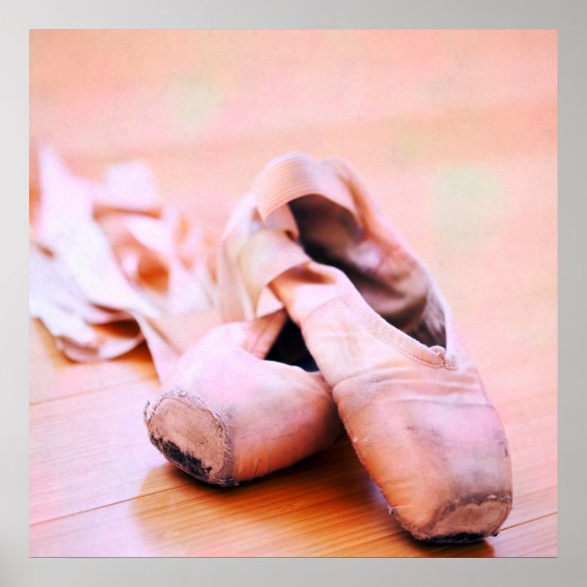 Pink Ballet Slipper Pointe Shoes Dance Template Poster (Front)