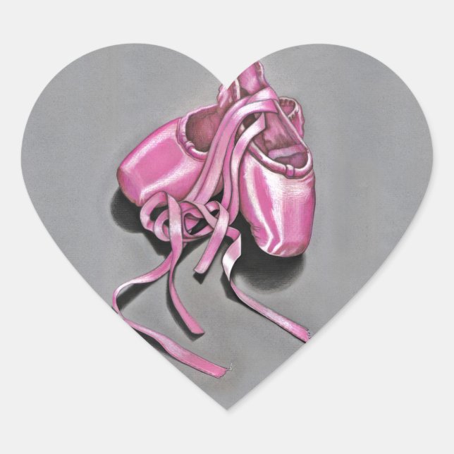 Pink Ballet Slippers Heart Sticker (Front)