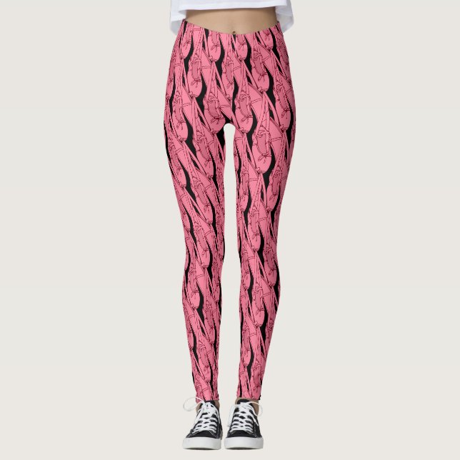 Pink Ballet Slippers Pattern #1 Leggings (Front)