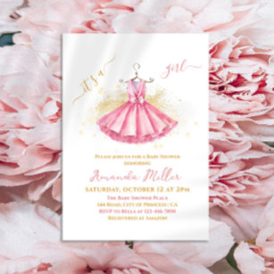 Pink Ballet Suit Delicate Baby Girl Shower Invitation