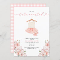 Pink Ballet Tutu Excited Baby Shower invitation