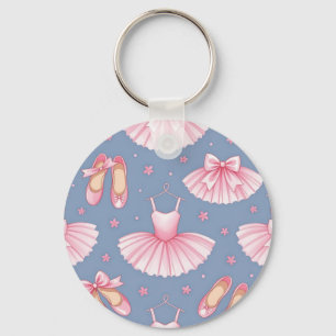 Pink Ballet Tutu Pattern Key Ring