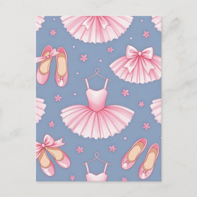 Pink Ballet Tutu Pattern Postcard (Front)