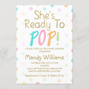 Pink Ballon Ready To Pop Baby Shower Invitation