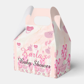 Pink Ballons Bunny Rabbit It's a Girl Baby Shower Favour Box