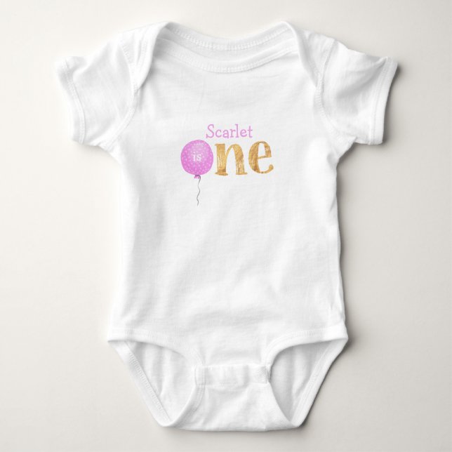 Pink Balloon 1st Birthday Baby Bodysuit (Front)