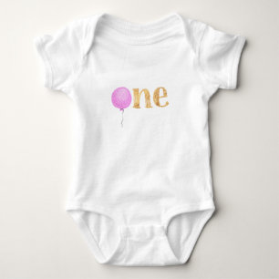 Pink Balloon 1st Birthday Baby Bodysuit