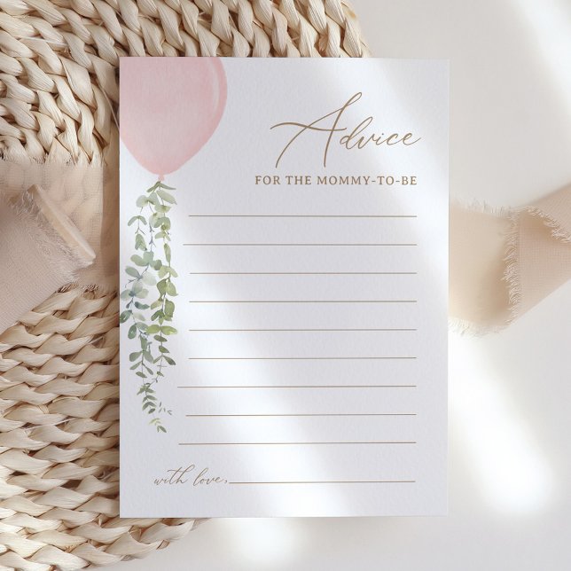 Pink Balloon Baby Shower Advice Card (Creator Uploaded)