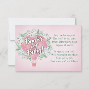 Pink Balloon Baby Shower Book Card Bring A Book
