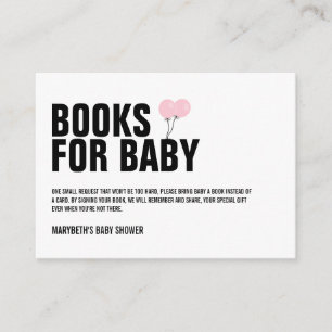 Pink Balloon Baby Shower Bring A Book Request Card