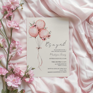 Pink Balloon Baby Shower Invitation