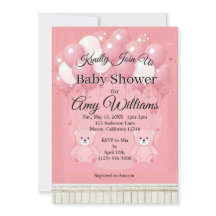 Pink Balloon baby shower Invitation