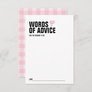 Pink Balloon Baby Shower Mummy Advice Card
