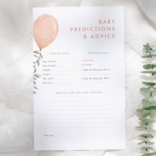 Pink Balloon Baby Shower Predictions & Advice Game