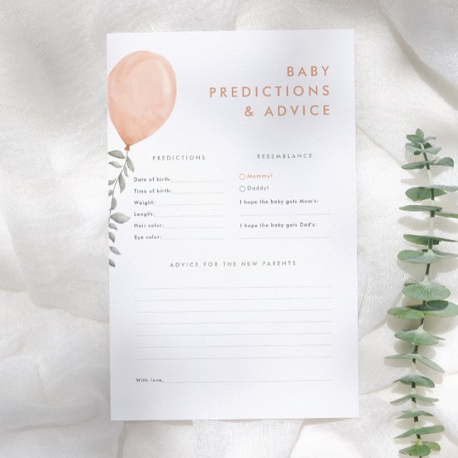 Pink Balloon Baby Shower Predictions & Advice Game (Creator Uploaded)