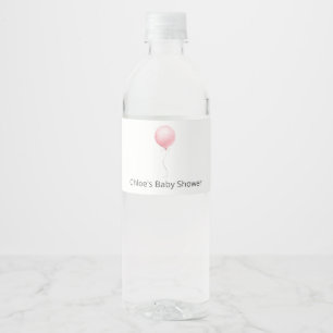 Pink Balloon Baby Shower Water Bottle Label