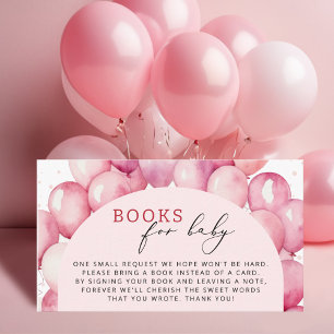 Pink Balloon Books For Baby Girl Baby Shower Enclosure Card