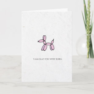 Pink balloon dog Happy Birthday Holiday Card