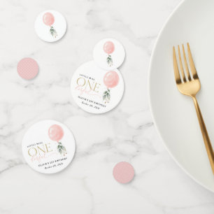 Pink Balloon, Eucalyptus, Greenery, First Birthday Confetti