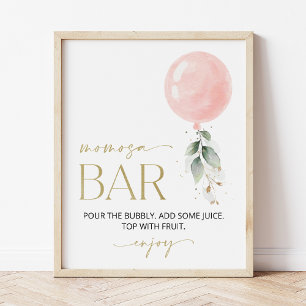 Pink Balloon, Eucalyptus, Greenery, Momosa Bar Poster
