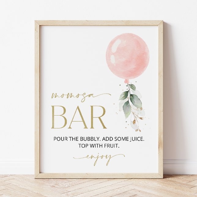 Pink Balloon, Eucalyptus, Greenery, Momosa Bar Poster (Creator Uploaded)