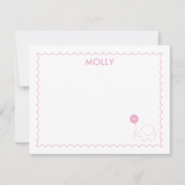 Pink Balloon | Flat Note Card (Front)