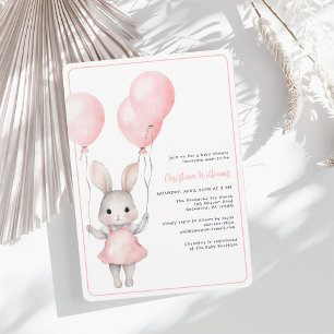 Pink Balloon Girl Baby Shower Invitation