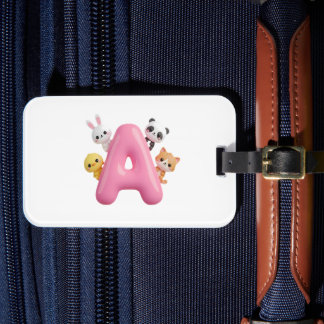 Pink Balloon Letter A Luggage Tag – Forest Animal