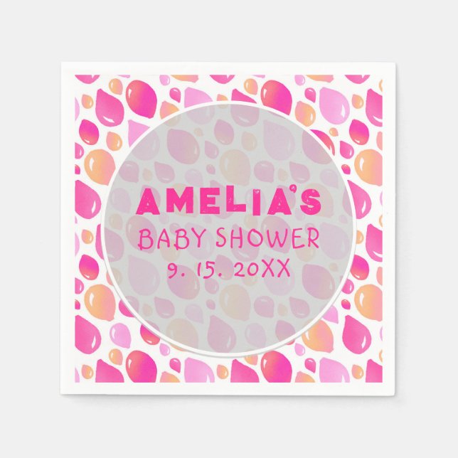 Pink Balloon Pattern Baby Girl Baby Shower Napkin (Front)