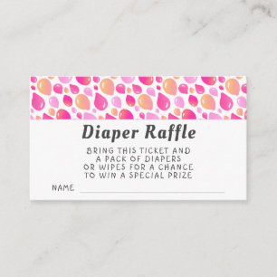 Pink Balloon Pattern Baby Shower Diaper Raffle Enclosure Card