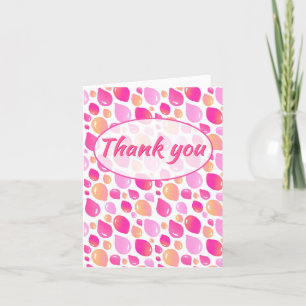 Pink Balloon Pattern Girl Baby Shower Thank You Card
